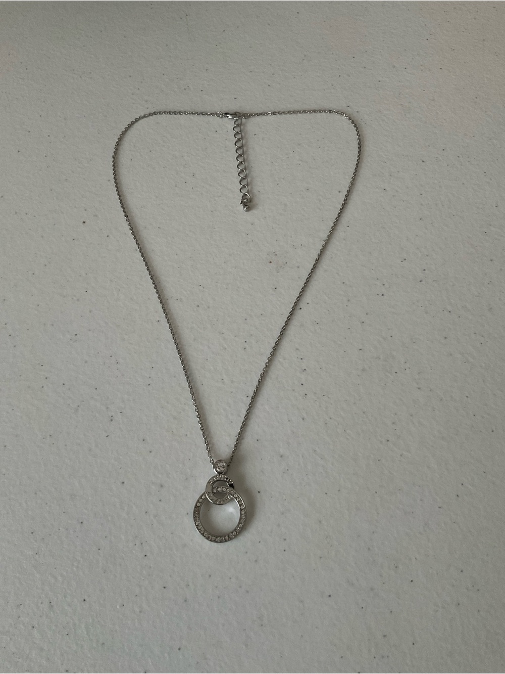 Mary Kay Pavé Double-Ring Silver Necklace